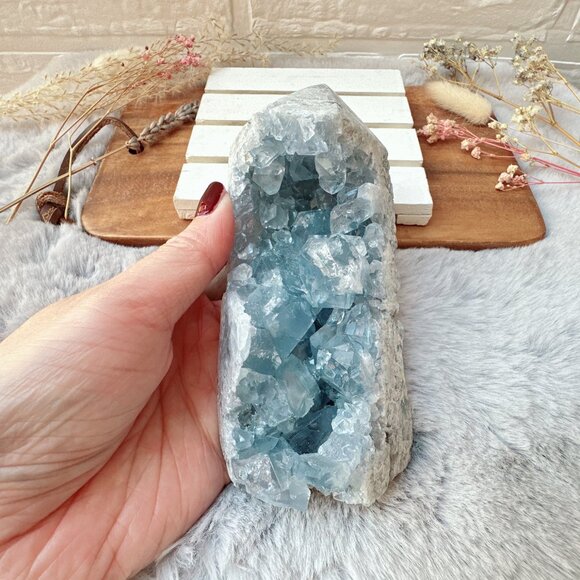 Beautiful Large Celestite Raw Crystal Cluster Tower - Picture 10 of 10